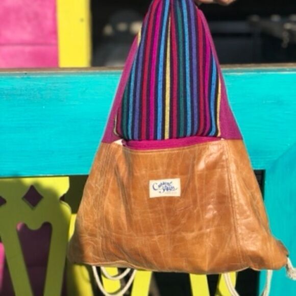 NWOT ANGL Current Straps Colorful Vegan Leather Drawstring Backpack - Picture 1 of 2